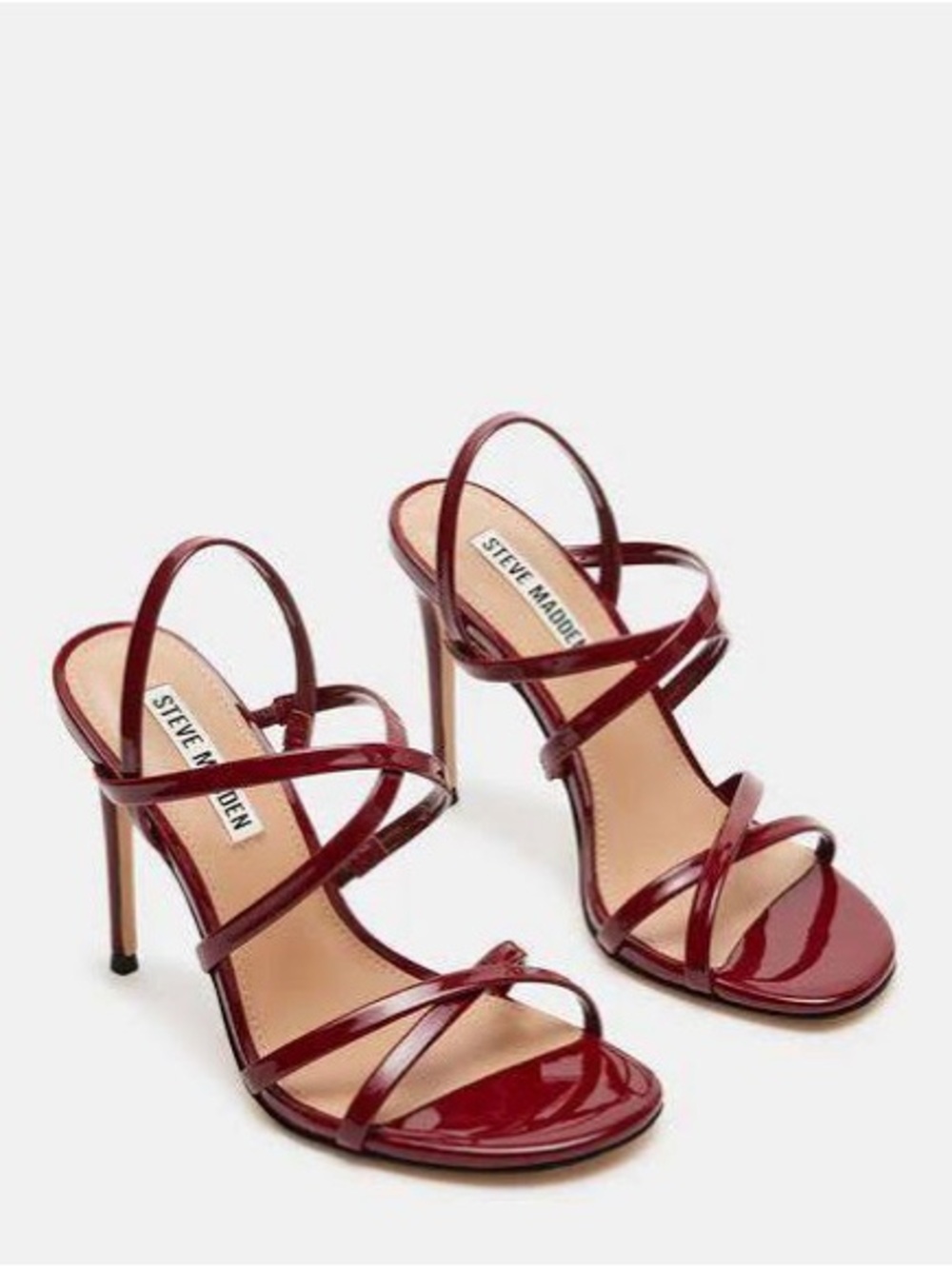 Steve Madden Tylah Wine Patent Burgundy Multi-Strap Stiletto Sandals size 9.5